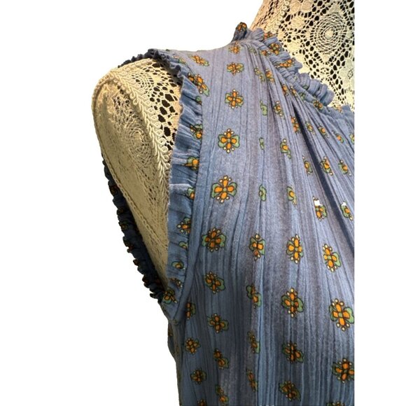 Paris Atelier &Other Stories Dress 100% cotton Blue Sleeveless BOHO size 4 fairy - Picture 4 of 15